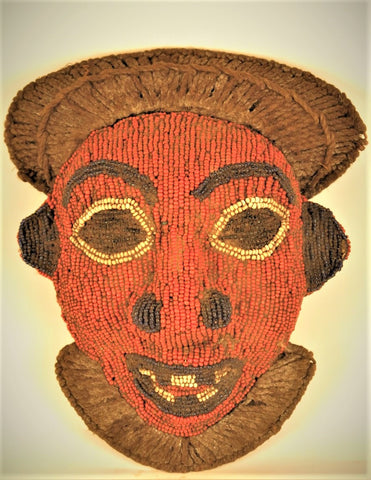 Red White and Blue Bamileke Beaded Mask