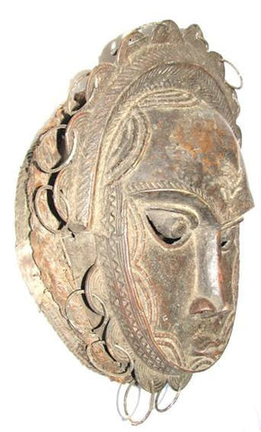 Benin Bronze Mask with Rattling Rings