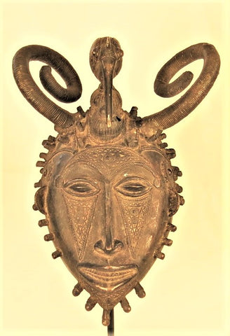 Senufo Bronze Mask with Bird