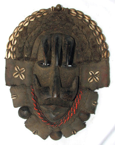 Dan Bagle Mask with Cowries, Horns and Giant Seeds