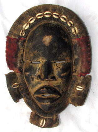 Dan Bagle Mask with Cowries and Red Cloth