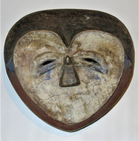 Wise Heart Shaped Kwele Mask with Blue Tones