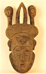 Baule Mask with Horns and Ancestor Portraits